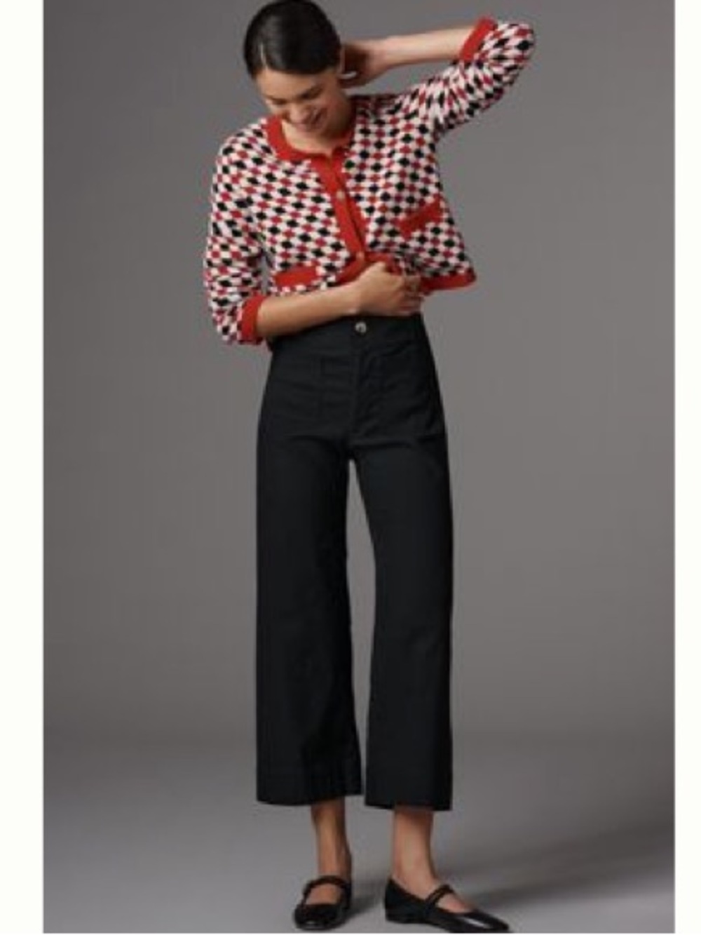 NWOT Anthropologie Maeve The Colette Magic Fabric Black Cropped Wide-Leg Trouser